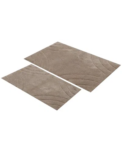 Knightsbridge 2pc Diamond Cotton Bath Rug Set In Brown