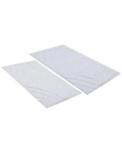 Knightsbridge 2pc Diamond Cotton Bath Rug Set In White