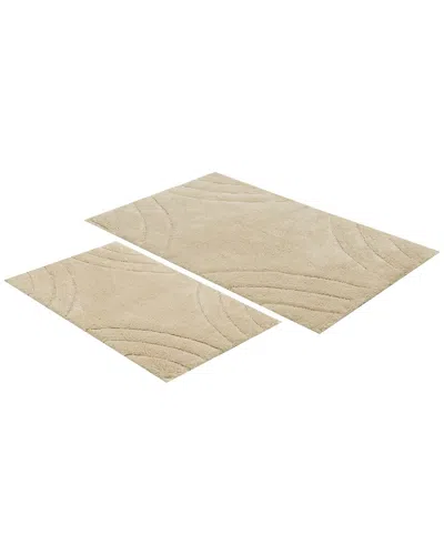 Knightsbridge 2pc Diamond Cotton Bath Rug Set In Neutral