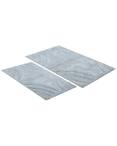 Knightsbridge 2pc Diamond Cotton Bath Rug Set In White