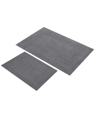 Knightsbridge Set Of 2 Honeycomb Cotton Bath Rugs In Gray