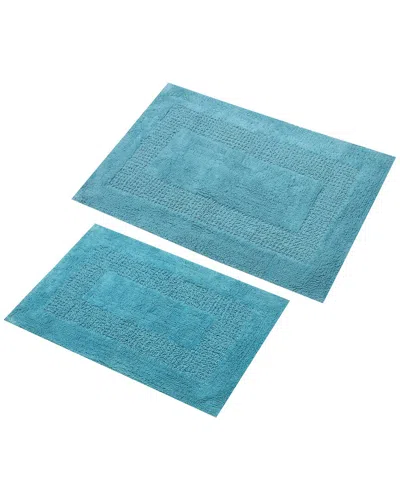 Knightsbridge 2pc Honey Comb Cotton Bath Rug Set In Blue