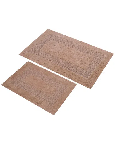 Knightsbridge 2pc Honey Comb Cotton Bath Rug Set In Brown