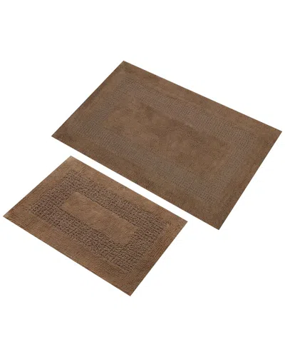 Knightsbridge 2pc Honey Comb Cotton Bath Rug Set In Brown