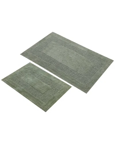 Knightsbridge 2pc Honey Comb Cotton Bath Rug Set In Green