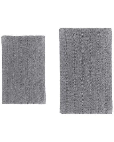KNIGHTSBRIDGE KNIGHTSBRIDGE 2PC LINEAR COTTON BATH RUG SET
