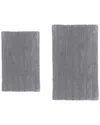 Knightsbridge 2pc Linear Cotton Bath Rug Set In Gray