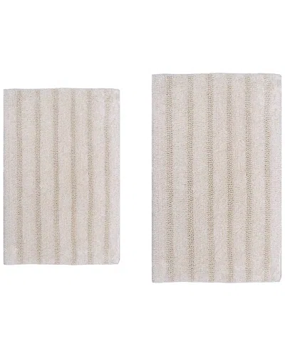 Knightsbridge 2pc Linear Cotton Bath Rug Set In Neutral
