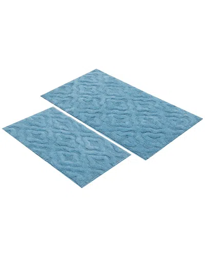 Knightsbridge 2pc Link Cotton Bath Rug Set In Blue