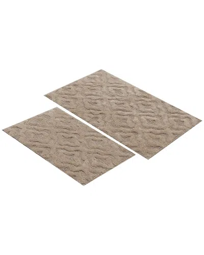 Knightsbridge 2pc Link Cotton Bath Rug Set In Brown