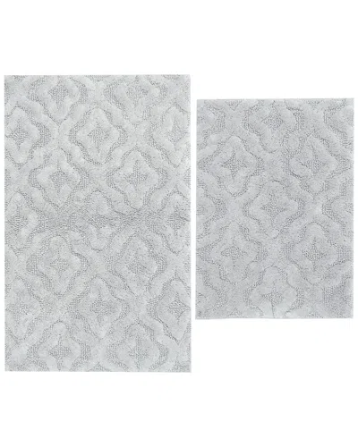 Knightsbridge 2pc Link Cotton Bath Rug Set In Gray
