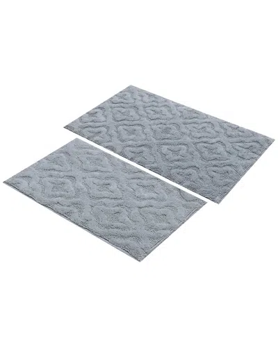 Knightsbridge 2pc Link Cotton Bath Rug Set In Gray