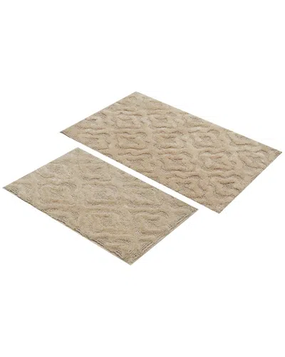 Knightsbridge 2pc Link Cotton Bath Rug Set In Neutral