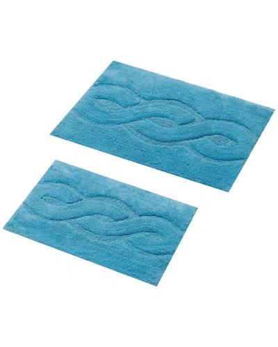 Knightsbridge 2pc Mingled Cotton Bath Rug Set In Blue