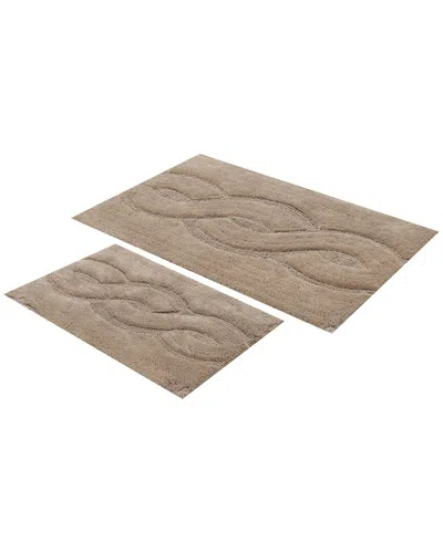 Knightsbridge 2pc Mingled Cotton Bath Rug Set In Brown
