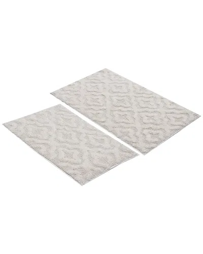 Knightsbridge 2pc Mingled Cotton Bath Rug Set In Neutral