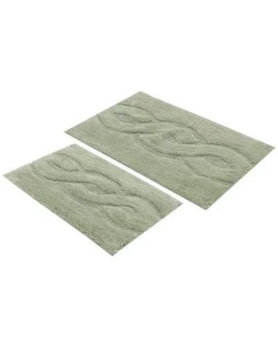Knightsbridge 2pc Mingled Cotton Bath Rug Set In Green