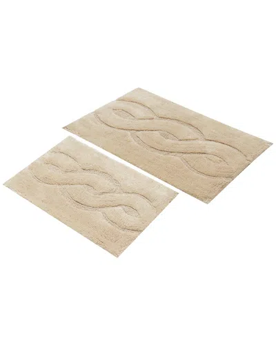 Knightsbridge 2pc Mingled Cotton Bath Rug Set In Neutral
