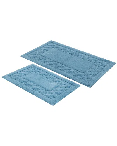 Knightsbridge 2pc Mžlange Track Cotton Bath Rug Set In Blue