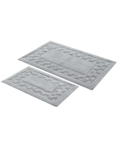 Knightsbridge 2pc Mžlange Track Cotton Bath Rug Set In Gray