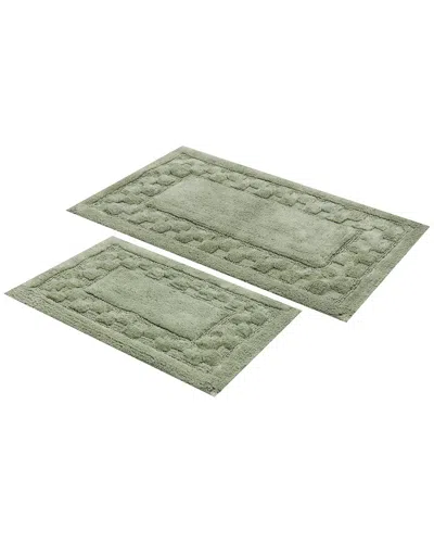 Knightsbridge 2pc Mžlange Track Cotton Bath Rug Set In Green