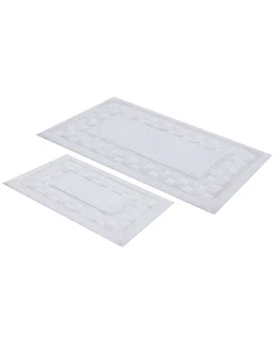 Knightsbridge 2pc Mžlange Track Cotton Bath Rug Set In White