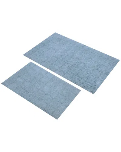 Knightsbridge 2pc Summer Tile Cotton Bath Rug Set In Blue