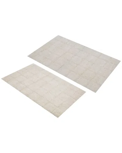 Knightsbridge 2pc Summer Tile Cotton Bath Rug Set In Neutral