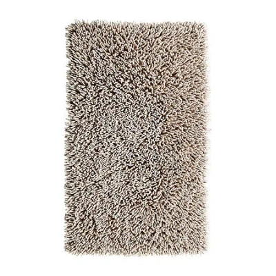 Knightsbridge Chenille Shaggy Bath Rug In Brown