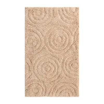 Knightsbridge Circles Bath Rug In White