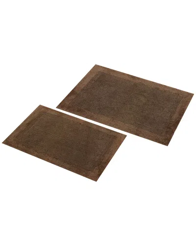 Knightsbridge Set Of 2 Bella Napoli Cotton Bath Rugs In Brown
