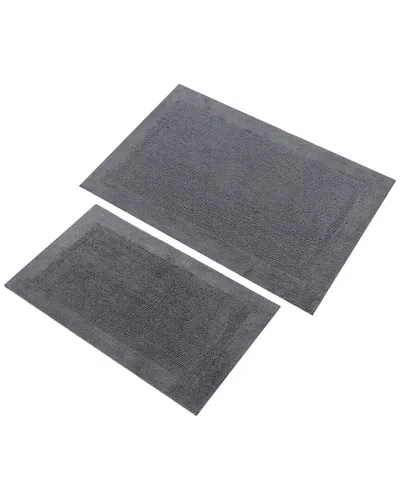 Knightsbridge Set Of 2 Bella Napoli Cotton Bath Rugs In Gray