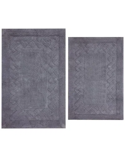 Knightsbridge Set Of 2 Chain Cotton Bath Rugs In Blue