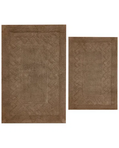 Knightsbridge Set Of 2 Chain Cotton Bath Rugs In Brown