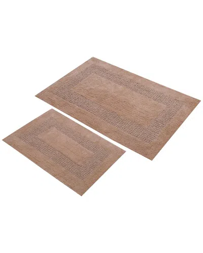 Knightsbridge Set Of 2 Honeycomb Cotton Bath Rugs In Brown