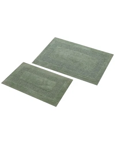 Knightsbridge Set Of 2 Honeycomb Cotton Bath Rugs In Green