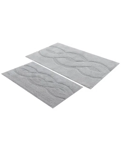 Knightsbridge Set Of 2 Mingled Track Cotton Bath Rugs In Gray