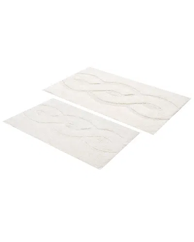 Knightsbridge Set Of 2 Mingled Track Cotton Bath Rugs In Neutral