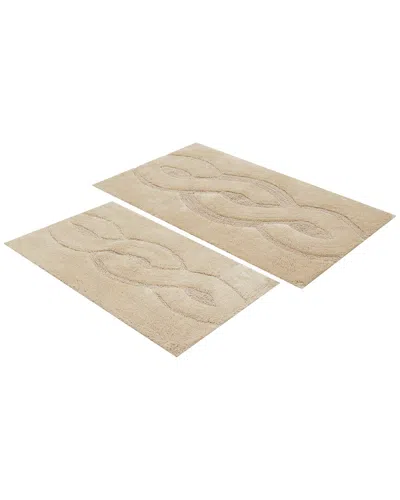 Knightsbridge Set Of 2 Mingled Track Cotton Bath Rugs In Neutral