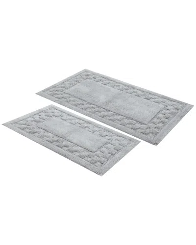 Knightsbridge Set Of 2 Mžlange Track Cotton Bath Rugs In Gray