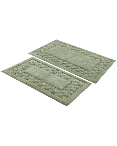 Knightsbridge Set Of 2 Mžlange Track Cotton Bath Rugs In Green