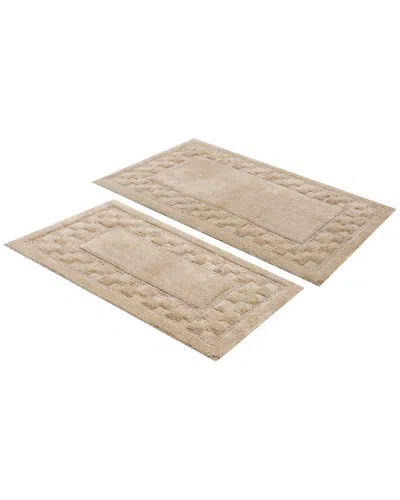 Knightsbridge Set Of 2 Mžlange Track Cotton Bath Rugs In Neutral