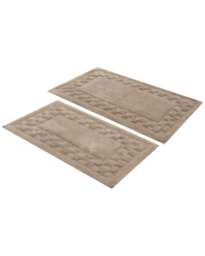 Knightsbridge Set Of 2 Mžlange Track Cotton Bath Rugs In Neutral
