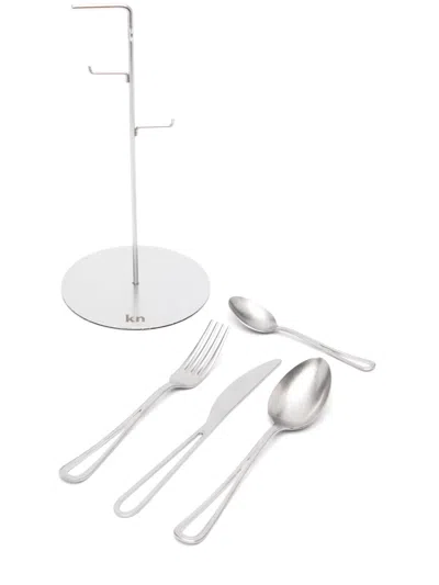 Knindustrie Logo-engraved Flatware Set (four Person Setting) In Silver