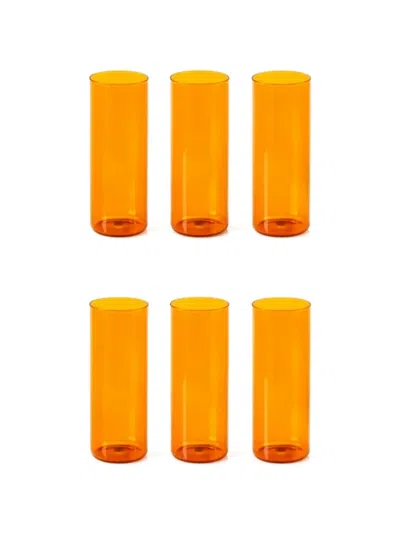 Knindustrie Long Glasses (set Of Six) In Orange