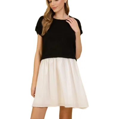 Knit & Lounge Knit And Lounge Chic Two-tone Mini Gathered Dress In Multi