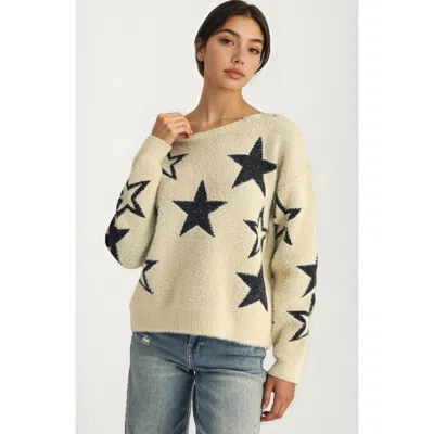 Knit & Lounge Knit And Lounge Cozy Soft Knit Relaxed Fit Star Pattern Sweater In Brown