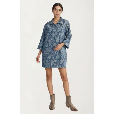 Knit & Lounge Knit And Lounge Floral Denim Shift Dress In Blue