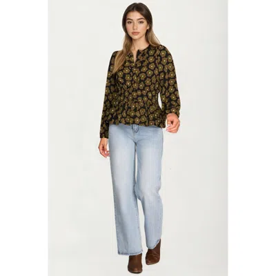 Knit & Lounge Knit And Lounge Floral Print Smocked Waist Blouse In Multi