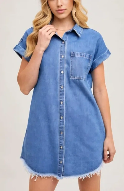 Knit & Lounge Knit And Lounge Relaxed Fit Denim Shirt Dress In Blue